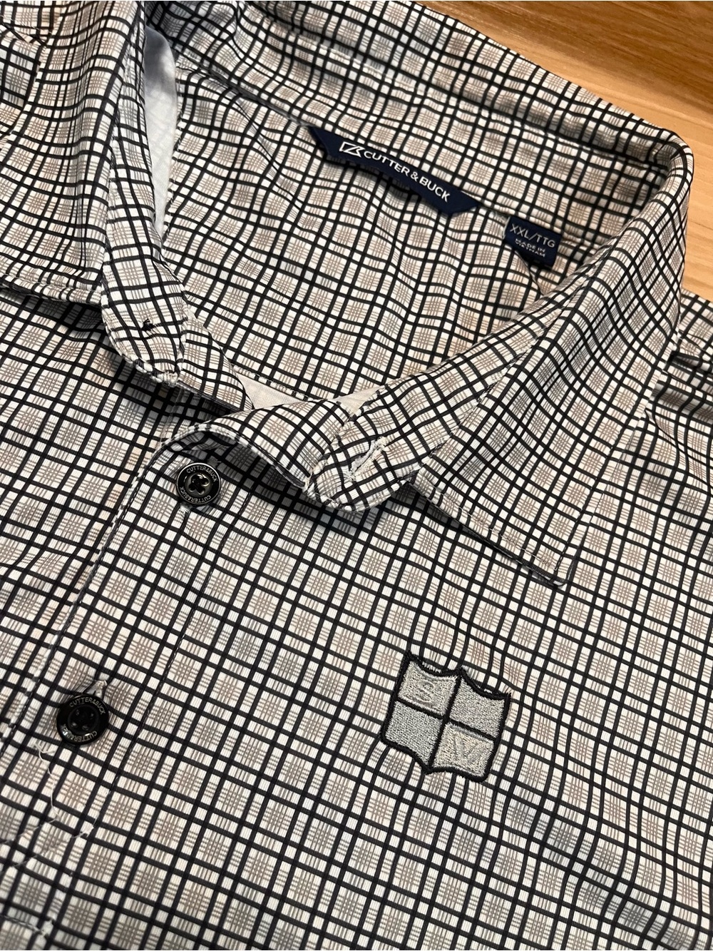 Cutter & Buck Mens XXL 2XL Golf Polo Tee Shirt Windowpane Plaid Saucon Valley